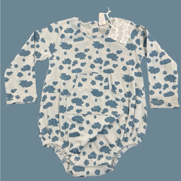 Kate Quinn Organic Cotton Cloud Scatter Long Sleeve Kanga Bubble Onesie. 2T, NWT - Picture 2 of 7